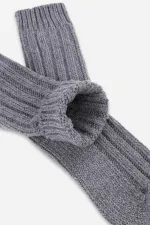 Mısırlı Unisex 5 Kat Alpaka Yünü Kışlık Tekli Soket Çorap Gri