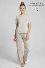 Mısırlı Kadın Pamuklu Pijama Takım Taş