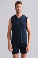 Mısırlı BAMBU ZEUS Regular Fit V Yaka Sporcu Atlet / T-Shirt Lacivert