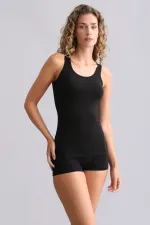 Mısırlı Modal By TENCEL SALLIE Kalın Askılı Atlet / T-Shirt Siyah