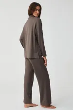 Mısırlı Kadın Pijama Takımı Kahverengi