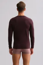 BAMBU HERCULES Slim Fit Bisiklet Yaka Uzun Kollu Erkek  Fanila Mor