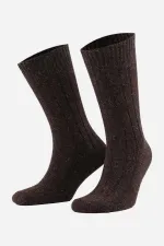 Mısırlı Men's Alpaca Wool 2 Pairs Ankle Socks Beige/Brown