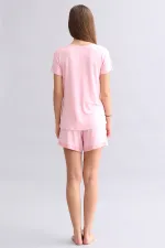 Ensemble T-shirt et short en satin rose pour femme, style égyptien