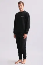 Ensemble pyjama noir à manches longues en coton pour homme, d'origine égyptienne.