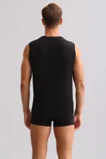 Débardeur/T-shirt de sport noir ZEUS LUXURY en coton biologique égyptien, coupe classique et col rond.