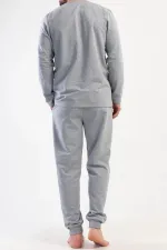 Mısırlı Erkek İki İplik Bisiklet Yaka Uzun Kollu Pijama Takımı Gri Melanj
