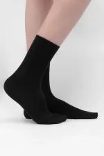 Mısırlı Kadın Bambu Tekli Diabetiker Lastiksiz Soket Çorap Siyah