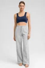 Women's Straight Leg Trousers Grey Melange