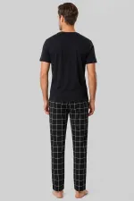 Pyjama égyptien pour homme en coton fin à carreaux noirs