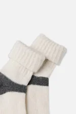 Mısırlı Kadın Alpaka Yünü Kışlık Kıvrık Tekli Soket Çorap Ekru