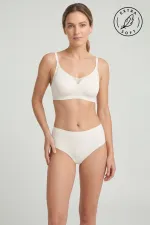 Egyptian Laser Cut High Waist Thong, Ecru