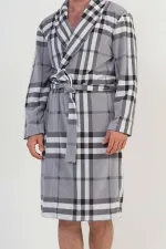 Mısırlı Erkek Polar Uzun Kollu Sabahlık Gri