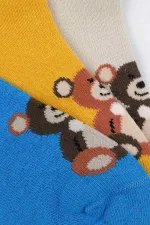 Chaussettes courtes unisexes en coton égyptien, motif ours en peluche, lot de 3 paires pour enfants