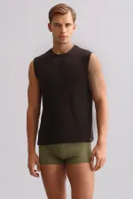 Mısırlı ORGANIC Pamuklu ZEUS LUXURY Regular Fit Bisiklet Yaka Sporcu Atlet / T-Shirt Kahverengi