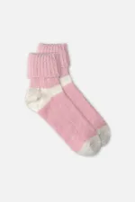 Mısırlı Kadın Alpaka Yünü Kışlık Kıvrık Tekli Soket Çorap Pembe