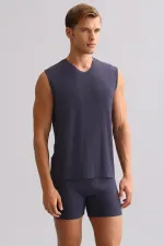 Mısırlı BAMBU ZEUS LUXURY Regular Fit V Yaka Sporcu Atlet / T-Shirt Antrasit