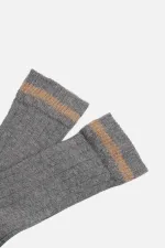 Mısırlı Unisex Alpaka Yünü Kışlık Çemberli Tekli Soket Çorap Gri