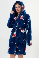 Robe de Noël en peluche bleu marine, motif femme égyptienne
