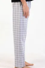 Pantalon égyptien pour homme en coton à carreaux gris clair