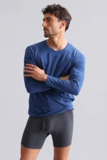 BAMBU HERCULES Slim Fit V Yaka Uzun Kollu Erkek  Fanila Gece Mavisi