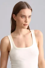 Mısırlı Modal By TENCEL U HELEN Thick Strap Long T-Shirt / Tank Top Ecru