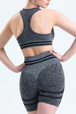 Mısırlı Women's Hip Shaping Bralette-Shorts Leggings Set Grey