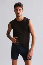 Débardeur/T-shirt de sport marron à col rond en bambou égyptien Hercules