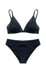 Mısırlı Fileli Üçgen Bikini Takım Siyah