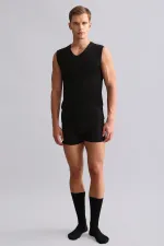 Mısırlı BAMBOO HERCULES Slim Fit V-Neck Athletic Tank Top / T-Shirt Black