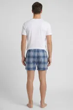 Pyjama court à carreaux bleu pour homme, style égyptien