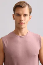 ZEUS LUXURY Regular Fit Crew Neck Athletic Tank Top/T-Shirt from Egypt, Lavender (Organic Cotton)