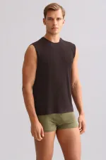 Mısırlı ORGANIC Pamuklu ZEUS LUXURY Regular Fit Bisiklet Yaka Sporcu Atlet / T-Shirt Kahverengi