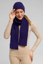 Ensemble écharpe et bonnet unisexe en laine égyptienne - Roseluis violet