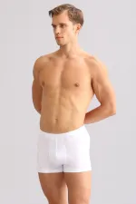 Mısırlı BAMBOO ZEUS LUXURY Regular Fit Boxer Shorts with Metal Emblem, White