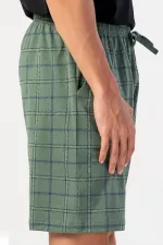 Short en coton à carreaux vert pastel pour homme