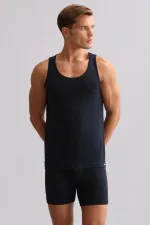 Mısırlı BAMBOO ZEUS LUXURY Regular Fit Basic Tank Top Navy Blue
