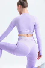 Mısırlı Kadın Kalça Toparlayıcı Çemberli Crop-Tayt Takım Lila