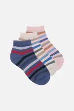 Mısırlı Unisex Pamuklu 3 Çift Çocuk Patik Çorap Çok Renkli