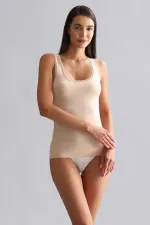 Débardeur/T-shirt en dentelle à larges bretelles en modal égyptien TENCEL beige