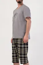 Ensemble Capri à manches courtes en coton pour homme, gris/anthracite, style égyptien