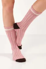 Mısırlı Women's Alpaca Wool Winter Hoop Single Sock Pink