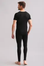Sous-vêtement thermique en bambou égyptien noir à col rond