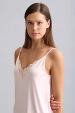 Mısırlı Kadın Örme İp Askılı Atlet Açık Pembe