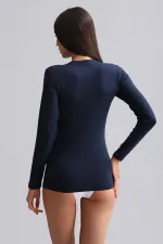 Mısırlı Modal By TENCEL BRITT Crew Neck Long Sleeve Undershirt / Sweatshirt Navy Blue