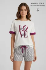 Egyptian Women's Printed Shorts Set White-Gray Egyptian Women's Printed Shorts Set White-Gray