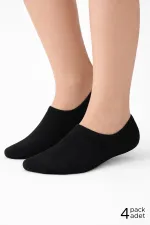 Mısırlı Kadın Pamuklu Süper Fit 4'Lü Sneaker Çorap Siyah