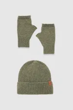 Unisex Yün Bere Eldiven Takımı - Milda Yeşil