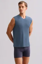 Mısırlı ORGANIC Cotton ZEUS LUXURY Regular Fit V-Neck Athletic Tank Top/T-Shirt Navy Blue