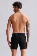 Mısırlı Modal By TENCEL SPARTACUS PERFORMANCE Long Boxer Mavi Lastikli Siyah